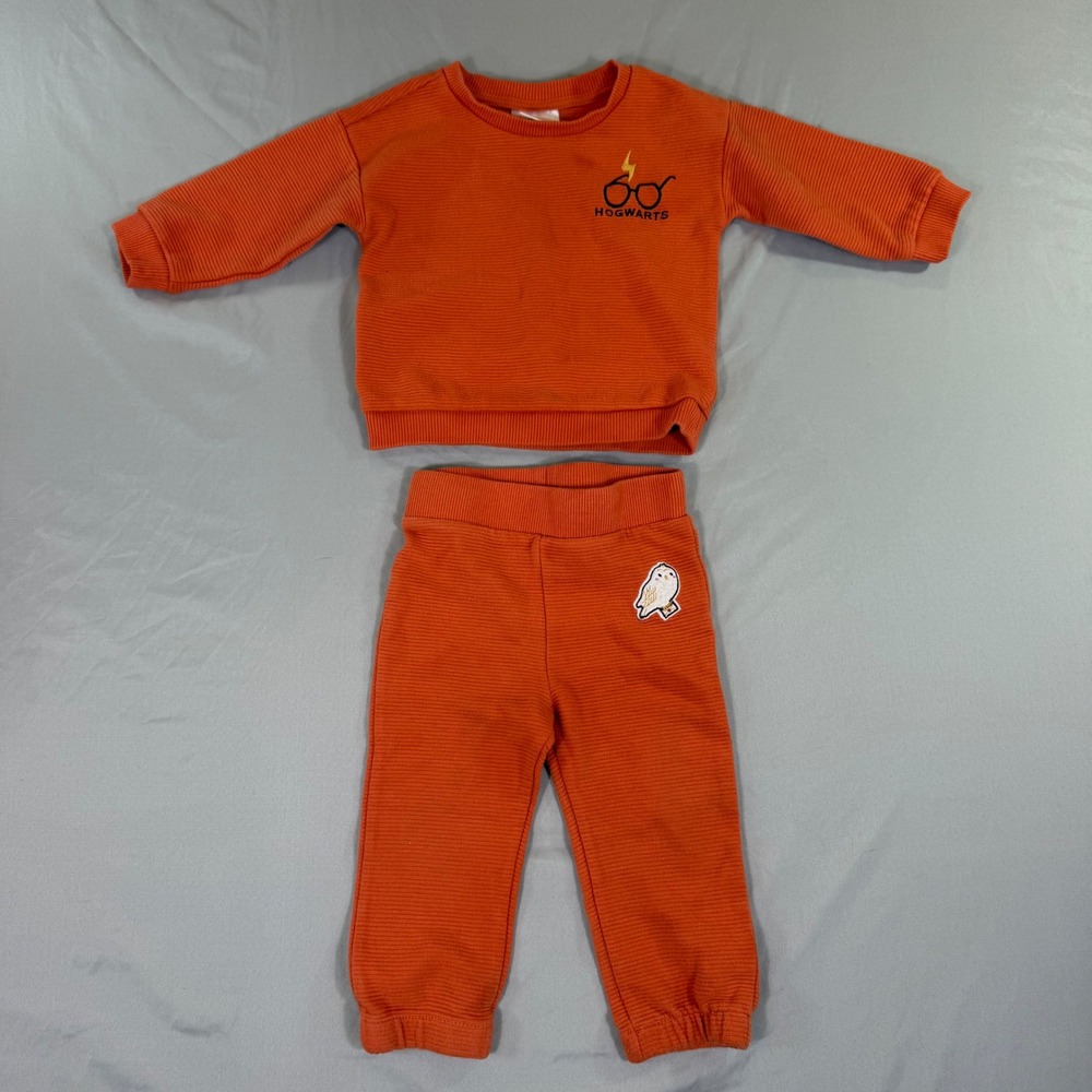 Harry Potter Hogwarts Hedwig Ribbed Sweatshirt and Pants Set Orange 18M RWHL205